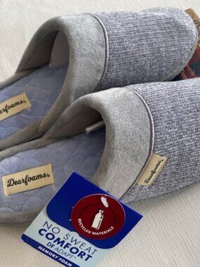 Dearfoams Scuff Womens Memory Foam Clog Slippers, Grey Sz M (7/8)